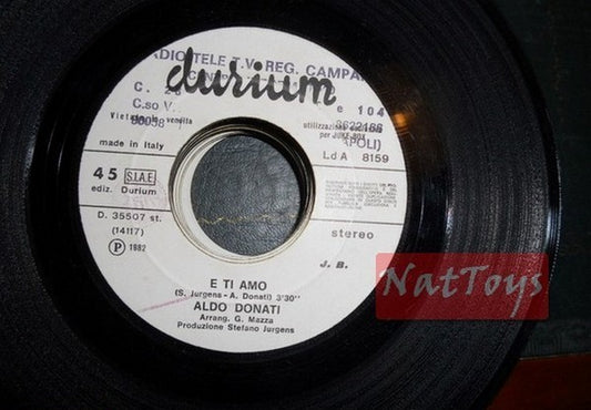 JUKE BOX 45 RPM Aldo Donati E ti amo/Spargo So funny 1982 Durium PROMO