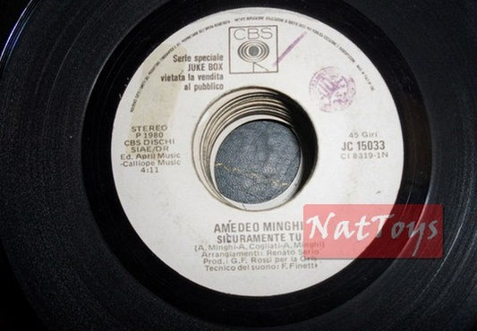 JUKE BOX 45 GIRI Amedeo Minghi Sicuramente tu/Cheap Trick Stop this game PROMO