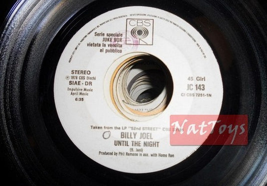 JUKE BOX 45 GIRI Billy Joel Until the night/Big shot (Italy 1978, CBS) EX PROMO