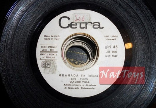 JUKE BOX 45 GIRI Claudio Villa Granada (in italiano)/Ora pi— che mai 1966 PROMO