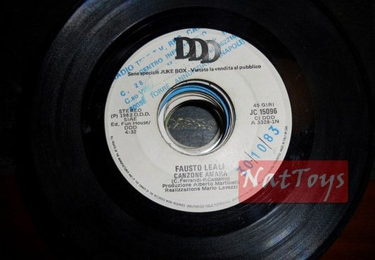 JUKE BOX 45 GIRI Fausto Leali Canzone amara/@ms Doot Doot 1983 PROMO