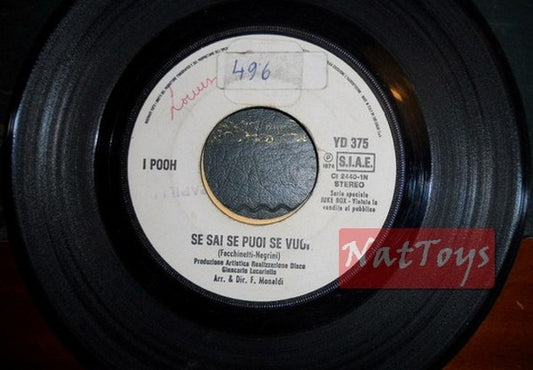 JUKE BOX 45 RPM I Pooh Si tu sais si tu peux si tu veux/Souvenirs inutiles 1974 PROMO