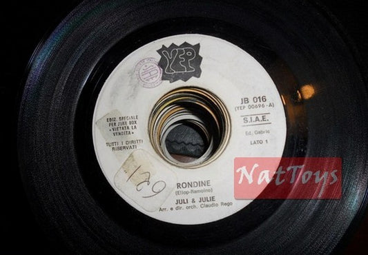 JUKE BOX 45 RPM Juli &amp; Julie Rondine/Stella Carnacina Soirée Rouge PROMO