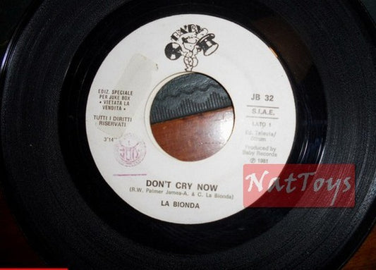 JUKE BOX 45 RPM La Bionda Don't cry now/Barbara Gucci Fame (Italie 1981) PROMO