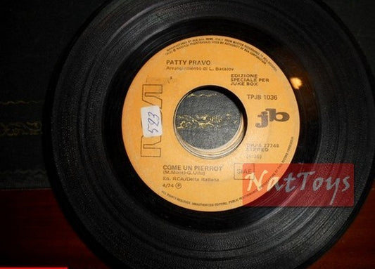 JUKE BOX 45 TR/MIN Patty Pravo Comme un Pierrot/La Valise Bleue 1974 PROMO
