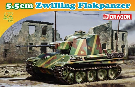 KIT DE MONTAGE À L'ÉCHELLE COMPATIBLE AVEC LE KIT ZWILLING FLAKPANZER 5,5 CM 1:72 DRAGON D7488