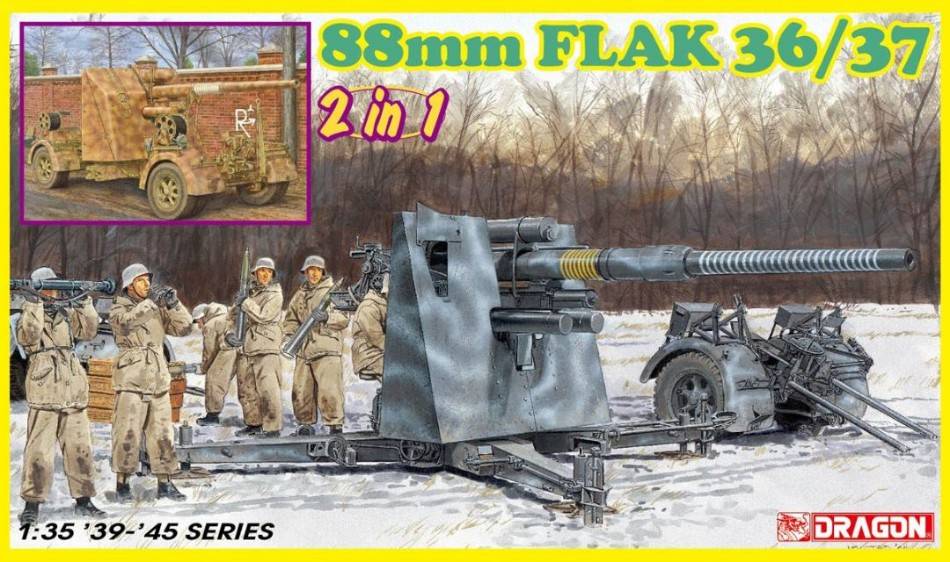 KIT DA MONTARE IN SCALA COMPATIBILE CON 88mm FLAK 36/37 2 IN 1 KIT 1:35 DRAGON D6923