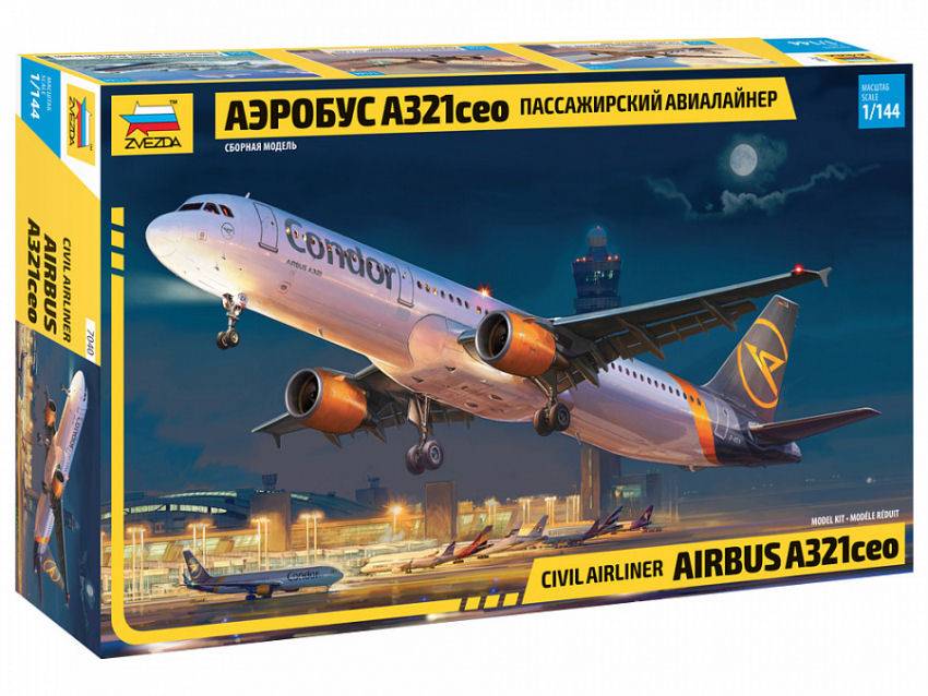KIT DE MONTAGE À L'ÉCHELLE COMPATIBLE AVEC AIRBUS A321 CEO KIT 1:144 ZVEZDA Z7040