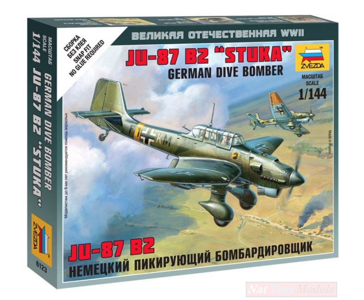 KIT DE MONTAGE À L'ÉCHELLE COMPATIBLE AVEC L'AVION JU-87 STUKA KIT 1:144 ZVEZDA Z6123