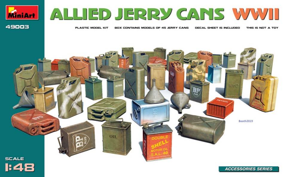 KIT DE MONTAGE À L'ÉCHELLE COMPATIBLE AVEC LES JERRY CANS ALLIED WW2 KIT 1:48 MINIART MIN49003