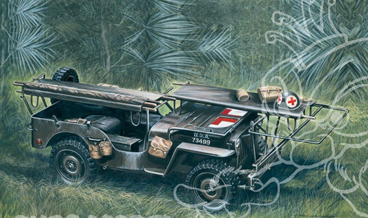 KIT À ASSEMBLER À L'ÉCHELLE COMPATIBLE AVEC AMBULANCE JEEP 1/4 TON 4x4 KIT 1:35 ITALERI IT0326