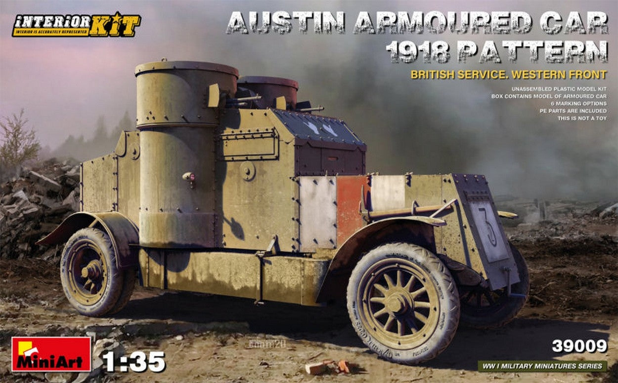 KIT D'ASSEMBLAGE À L'ÉCHELLE COMPATIBLE AVEC LA VOITURE BLINDÉE AUSTIN 1918 MODÈLE KIT INTÉRIEUR DU SERVICE BRITANNIQUE 1:35 MINIART MIN39009
