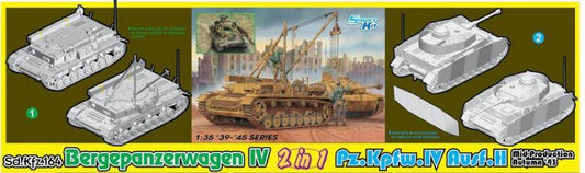 KIT DA MONTARE IN SCALA COMPATIBILE CON BERGEPANZERWAGEN IV / Pz.Kpfw.IV Ausf.H 2 in 1 KIT 1:35 DRAGON D6951