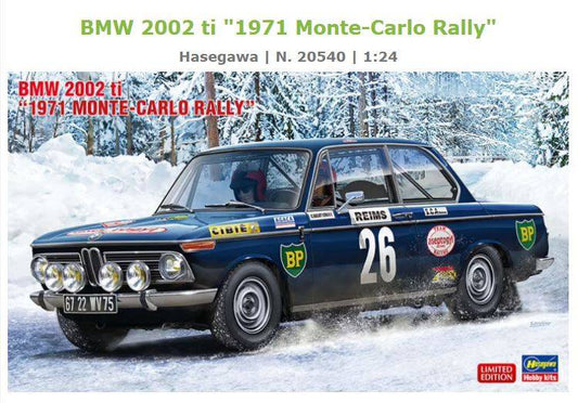 KIT DA MONTARE IN SCALA COMPATIBILE CON BMW 2002 Ti 1971 MONTE CARLO RALLY KIT 1:24 HASEGAWA HA20540
