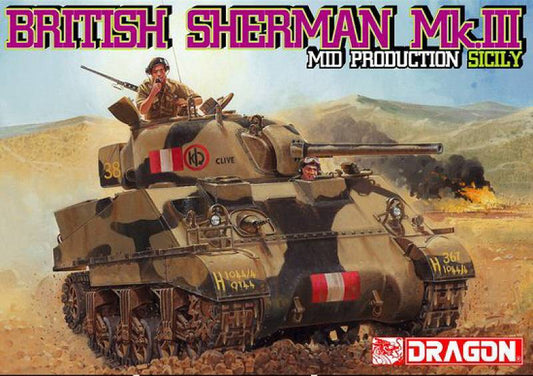 SCALE ASSEMBLY KIT COMPATIBLE WITH BRITISH SHERMAN MK.III MID PRODUCTION SICILY 1943 KIT 1:35 DRAGON D6231