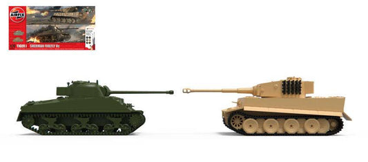 KIT DA MONTARE IN SCALA COMPATIBILE CON CLASSIC CONFLICT TIGER 1 VS SHERMAN FIREFLY KIT 1:72 AIRFIX A50186