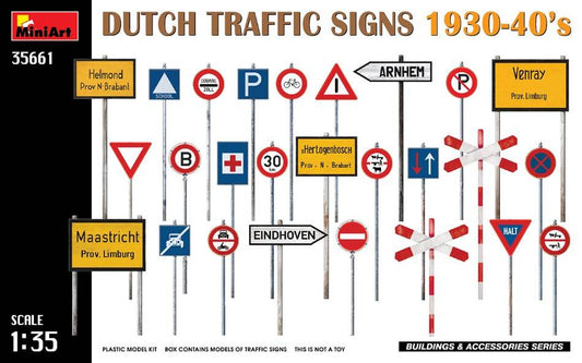 SCALE ASSEMBLY KIT COMPATIBLE WITH DUTCH TRAFFIC SIGNS 1930-40s KIT 1:35 MINIART MIN35661