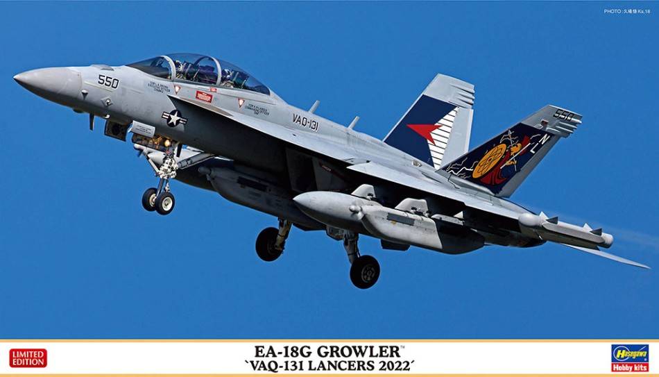KIT DE MONTAGE À L'ÉCHELLE COMPATIBLE AVEC EA-18G GROWLER VAQ-131 LANCERS 2022 KIT 1:72 HASEGAWA HA02432