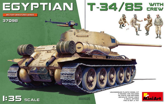 KIT D'ASSEMBLAGE À L'ÉCHELLE COMPATIBLE AVEC LE T-34/85 ÉGYPTIEN AVEC KIT D'ÉQUIPAGE 1:35 MINIART MIN37098