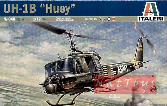 SCALE ASSEMBLY KIT COMPATIBLE WITH BELL UH-1B HUEY HELICOPTER KIT 1:72 ITALERI IT0040