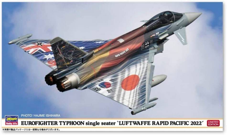 KIT DE MONTAGE À L'ÉCHELLE COMPATIBLE AVEC EUROFIGHTER TYPHOON LUTWAFFE RAPID PACIFIC 2022 KIT 1:72 HASEGAWA HA02430