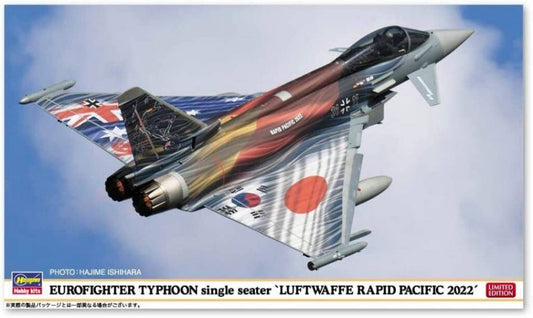 KIT DE MONTAGE À L'ÉCHELLE COMPATIBLE AVEC EUROFIGHTER TYPHOON LUTWAFFE RAPID PACIFIC 2022 KIT 1:72 HASEGAWA HA02430