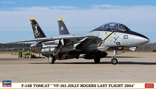 KIT DE MONTAGE À L'ÉCHELLE COMPATIBLE AVEC F-14B TOMCAT VF-103 JOLLY ROGERS LAST FIGHT 2004 KIT 1:72 HASEGAWA HA02434