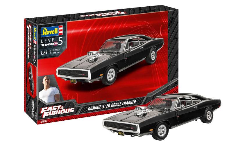 KIT DA MONTARE IN SCALA COMPATIBILE CON FAST & FURIOUS - DOMINIC'S 1970 DODGE CHARGER  KIT 1:25 REVELL RV07693