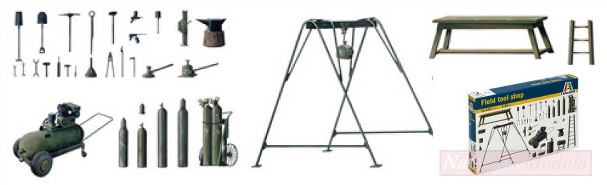 KIT À ASSEMBLER À L'ÉCHELLE COMPATIBLE AVEC LE KIT D'ATELIER D'OUTILS DE TERRAIN 1:35 ITALERI IT0419