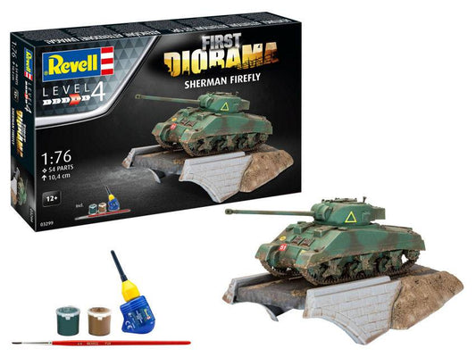 KIT DE MONTAGE À L'ÉCHELLE COMPATIBLE AVEC LE PREMIER ENSEMBLE DE DIORAMA SHERMAN FIREFLY KIT 1:76 REVELL RV03299
