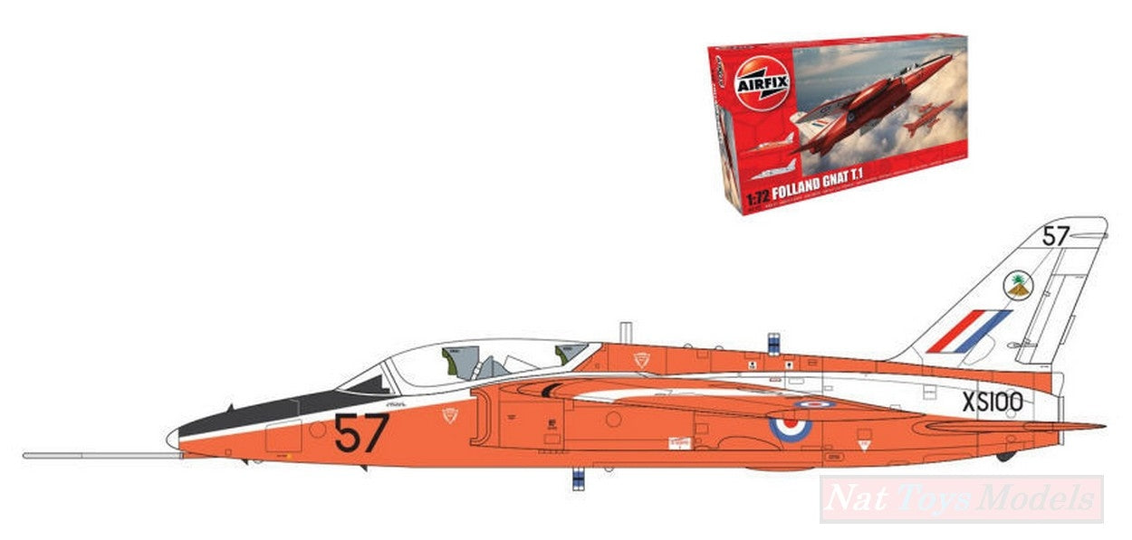 KIT DE MONTAGE À L'ÉCHELLE COMPATIBLE AVEC LE KIT FOLLAND GNAT T.1 1:72 AIRFIX A02105