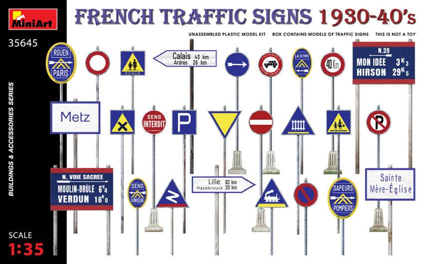 KIT DE MONTAGE À L'ÉCHELLE COMPATIBLE AVEC LES SIGNAUX DE SIGNALISATION FRANÇAIS DES ANNÉES 30-40 KIT 1:35 MINIART MIN35645