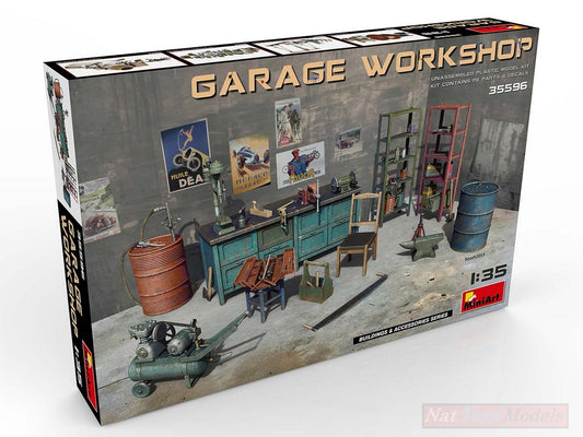 KIT À ASSEMBLER À L'ÉCHELLE COMPATIBLE AVEC LE KIT D'ATELIER GARAGE 1:35 MINIART MIN35596