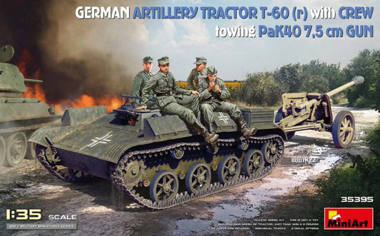 KIT D'ASSEMBLAGE À L'ÉCHELLE COMPATIBLE AVEC LE TRACTEUR D'ARTILLERIE ALLEMAND T-60 (r) AVEC PISTOLET PAK40 ET KIT D'ÉQUIPAGE 1:35 MINIART MIN35395