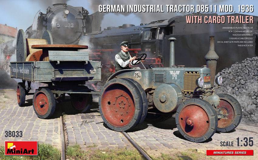 KIT DA MONTARE IN SCALA COMPATIBILE CON GERMAN INDUSTRIAL TRACTOR D8511 MOD.1936 W/CARGO TRAILER KIT 1:35 MINIART MIN38033