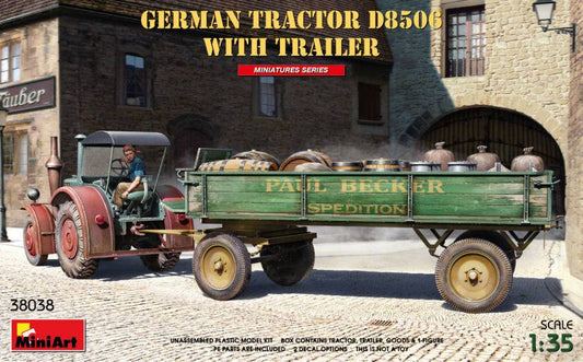 KIT DA MONTARE IN SCALA COMPATIBILE CON GERMAN TRACTOR D8506 WITH TRAILER KIT 1:35 MINIART MIN38038