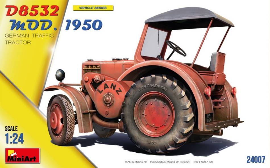 KIT DA MONTARE IN SCALA COMPATIBILE CON GERMAN TRAFFIC TRACTOR D8532 MOD.1950 KIT 1:24 MINIART MIN24007