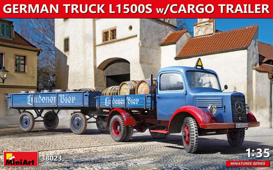 KIT DA MONTARE IN SCALA COMPATIBILE CON GERMAN TRUCK L1500S W/CARGO TRAILER KIT 1:35 MINIART MIN38023
