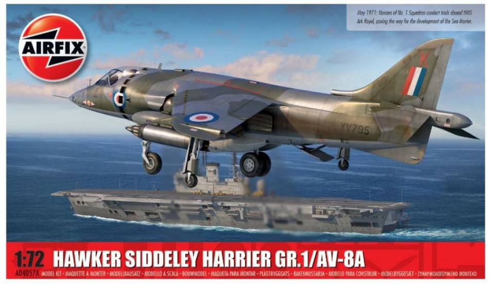 KIT DE MONTAGE À L'ÉCHELLE COMPATIBLE AVEC HAWKER SIDDELEY AV-8A HARRIER GR1 KIT 1:72 AIRFIX A04057A