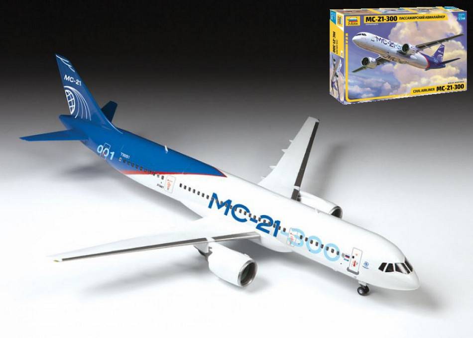 KIT D'ASSEMBLAGE À L'ÉCHELLE COMPATIBLE AVEC LE KIT D'AVION CIVIL IRKUT MC-21 1:144 ZVEZDA Z7033