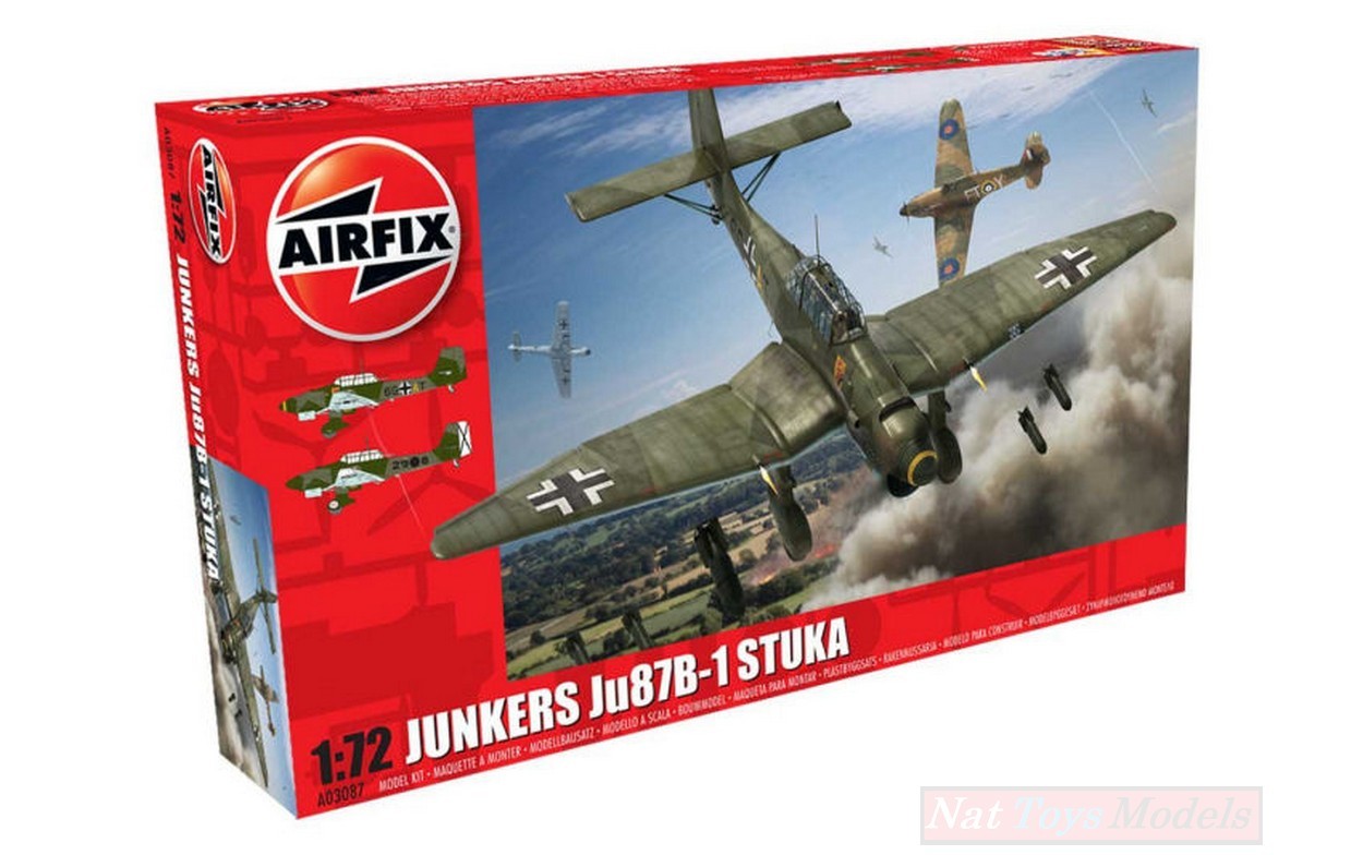 KIT DE MONTAGE À L'ÉCHELLE COMPATIBLE AVEC JUNKERS Ju87 B-1 STUKA KIT 1:72 AIRFIX AX3087