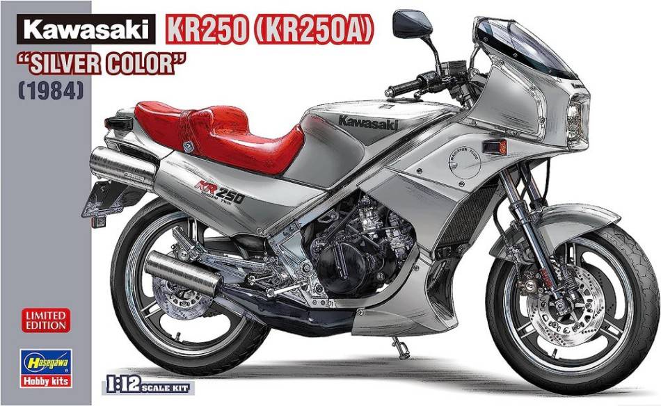 KIT DA MONTARE IN SCALA COMPATIBILE CON KAWASAKI KR250 SILVER COLOR KIT 1:12 HASEGAWA HA21747