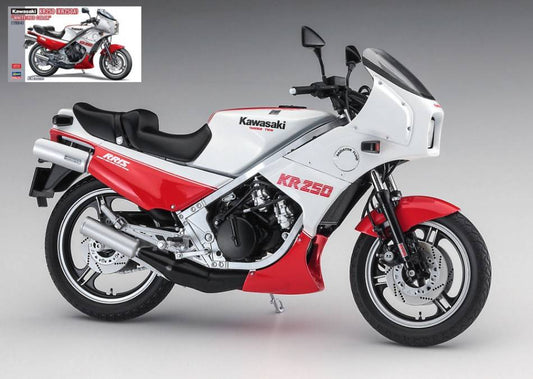 SCALE ASSEMBLY KIT COMPATIBLE WITH KAWASAKI KR250 WHITE/RED COLOR KIT 1:12 HASEGAWA HA21745