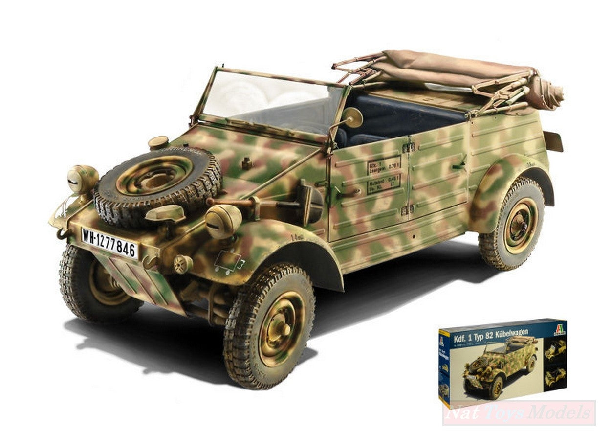 KIT À ASSEMBLER À L'ÉCHELLE COMPATIBLE AVEC KDF.1 TYP 82 KUBELWAGEN KIT 1:9 ITALERI IT7405