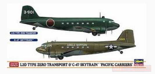 KIT D'ASSEMBLAGE À L'ÉCHELLE COMPATIBLE AVEC L2D TYPE ZERO TRANSPORT C-47 SKYTRAIN PACIFIC CARRIER KIT 1:200 HASEGAWA HA10687