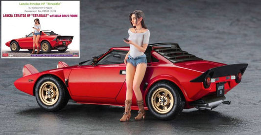 KIT DA MONTARE IN SCALA COMPATIBILE CON LANCIA STRATOS HF STRADALE W/ITALIAN GIRL'S FIHURE KIT 1:24 HASEGAWA HA20543