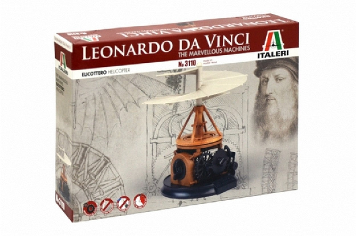 KIT À ASSEMBLER À L'ÉCHELLE COMPATIBLE AVEC LA BOÎTE D'HÉLICOPTÈRE LEONARDO DA VINCI DIM 31x21x6 cm KIT ITALERI IT3110.