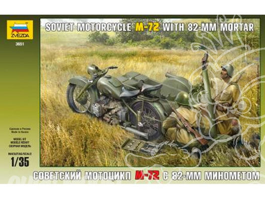 KIT DA MONTARE IN SCALA COMPATIBILE CON M-72 MOTORCYCLE WITH MORTARKIT 1:35 ZVEZDA Z3651