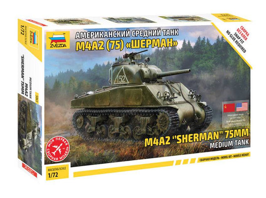 KIT DA MONTARE IN SCALA COMPATIBILE CON M4 A2 (75 mm) SHERMAN MEDIUM TANK KIT 1:72 ZVEZDA Z5063