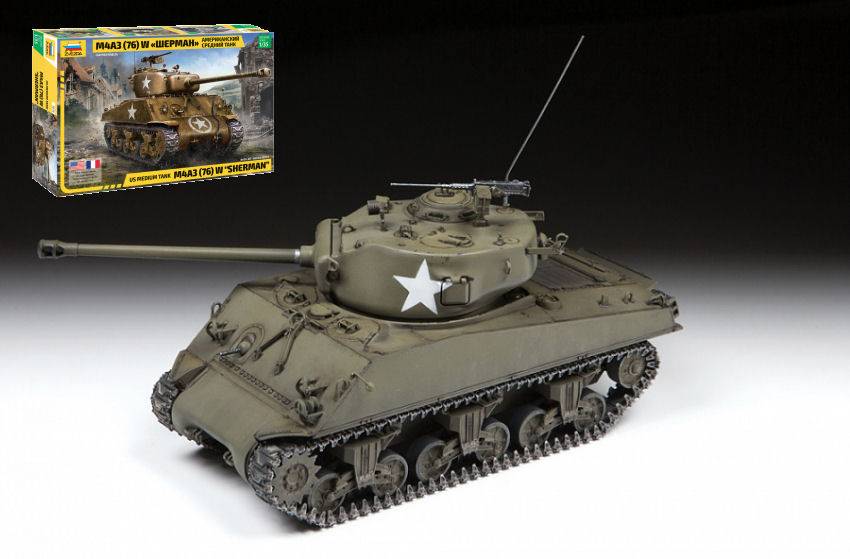 KIT DE MONTAGE À L'ÉCHELLE COMPATIBLE AVEC LE KIT DE RÉSERVOIR SHERMAN M4 A3 (76 mm) 1:35 ZVEZDA Z3676